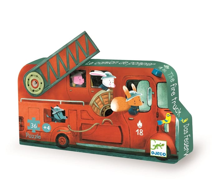 Djeco brandweerwagen puzzel - 16 stukjes - FSC karton.