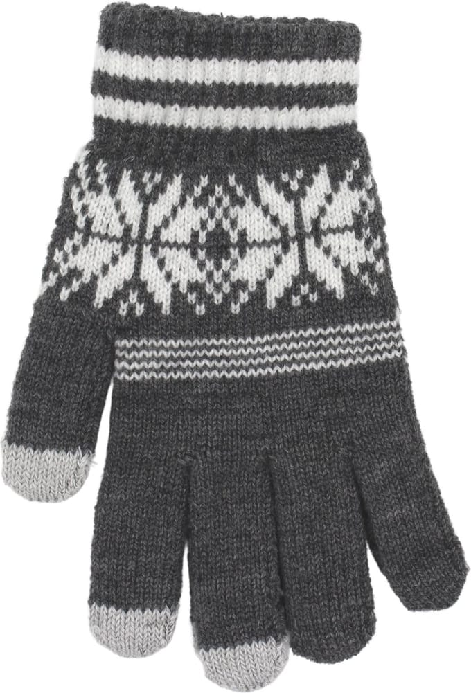 WP handschoenen heren winter - handschoenen dames winter - Touchscreen - Donkergrijs - Winterpatroon