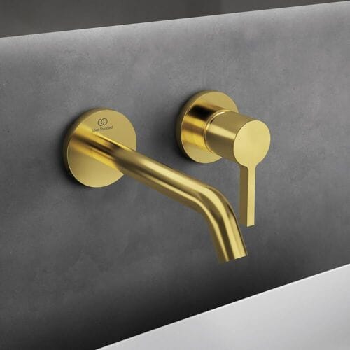 Ideal Standard wall-mounted basin mixer with round rosettes, spout 18 cm A7378A2