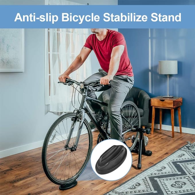 Voorwielsteun - Fietsstabilisator - Indoor training - Verbrede antislip basis - Universele pasvorm - Zwart