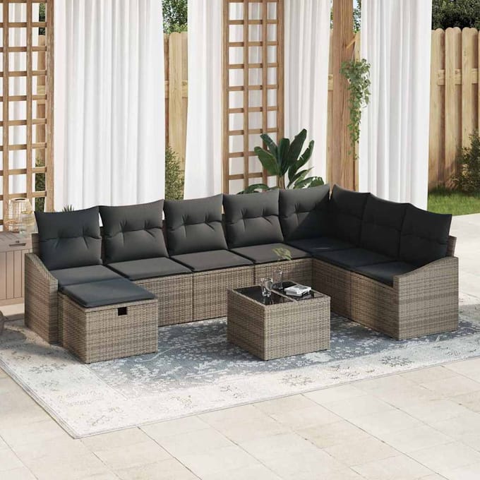 vidaXL - Bankstel - 8 - st - poly - rattan