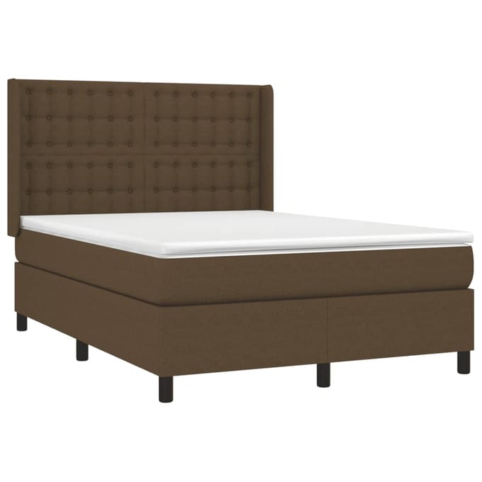 vidaXL - Boxspring - met - matras - stof - donkerbruin - 140x200 - cm