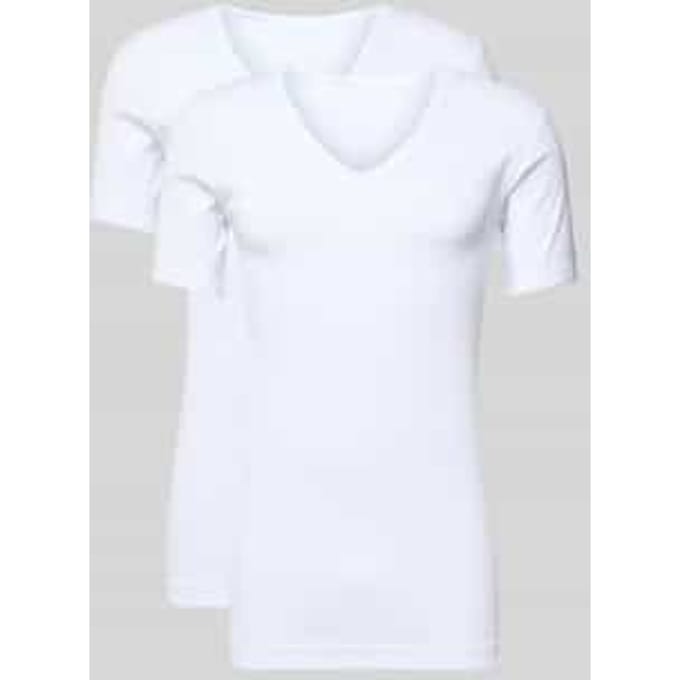Gotzburg heren T-shirts slim fit V-hals (2-pack) fine rib - wit