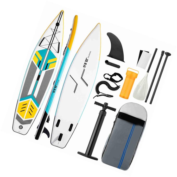 Planche de Stand Up Paddle Gonflable SUP Planche 6 Pouces d'Épaisseur SUP Planche de Surf Set de Surf avec Paddleboard Aileron de Surf Laisse Enroulée vert