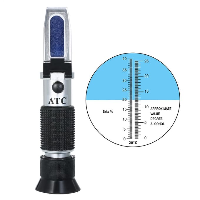 Wijnsuikerconcentratierefractometer Draagbare alcoholmeter Draagbare druiven-Brix ATC-refractometer zwart