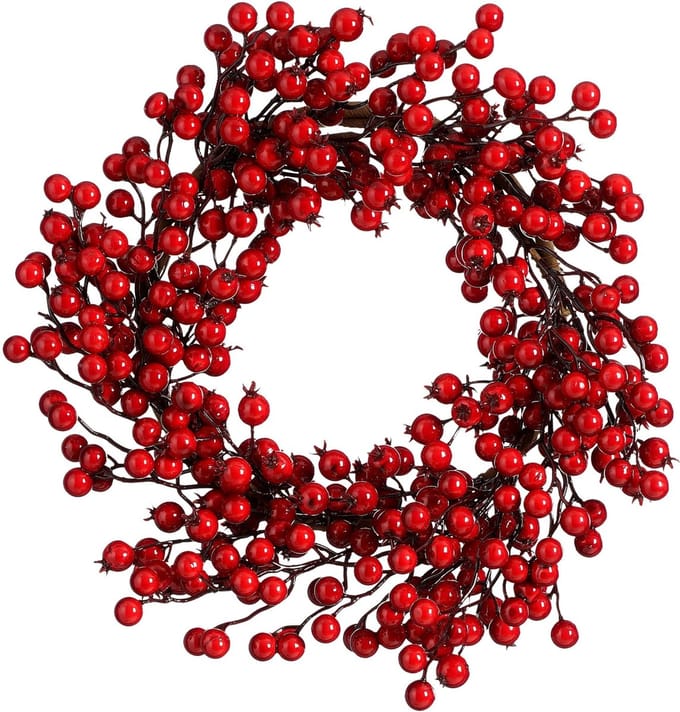 Mica Decorations Kerstkrans Bessen - Ø40 cm - Foam - Rood