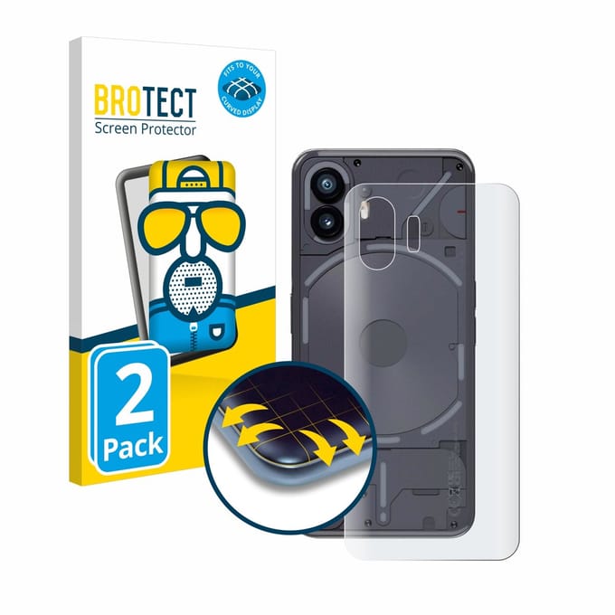 BROTECT - Screenprotector voor Nothing Phone (2) (Achterkant) - Folie Beschermfolie matte volledig dekking 2 Stuks