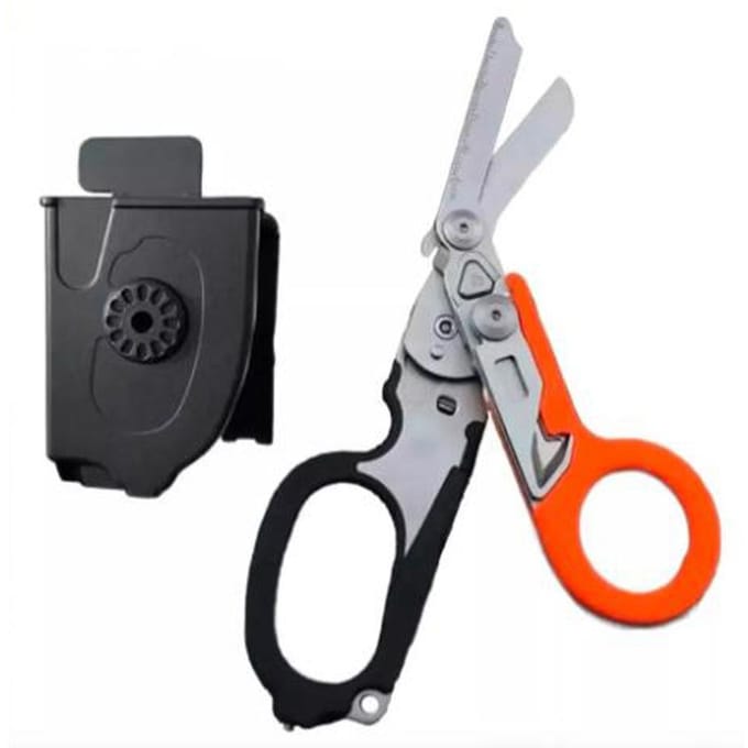 Paramedicusschaar met compatibele holster 6-in-1 multifunctionele opvouwbare traumaschaar voor buiten gray