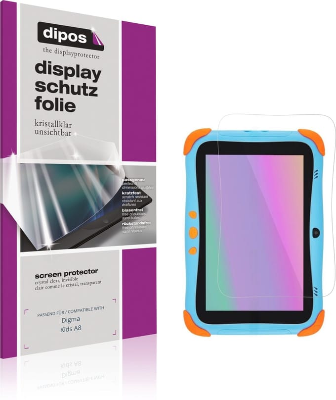 dipos – 2x Beschermfolie geschikt voor Digma Kids A8 | Krasbestendige & heldere Screenprotector Ultra-Thin
