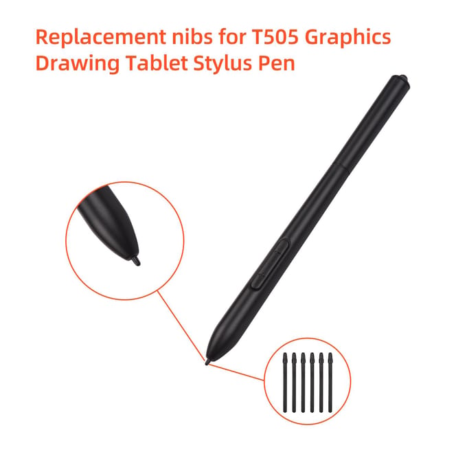30 STKS Stylus Penpunten en Pen Clip voor T505 Professionele Grafische Tekentablet Stylus Pen Zwart zwart