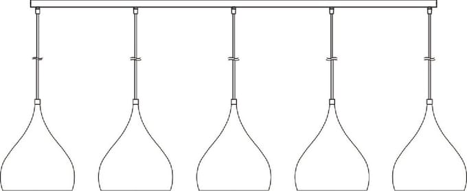 Losse opbouw basis voor pendels 5x, zwart, 180cm