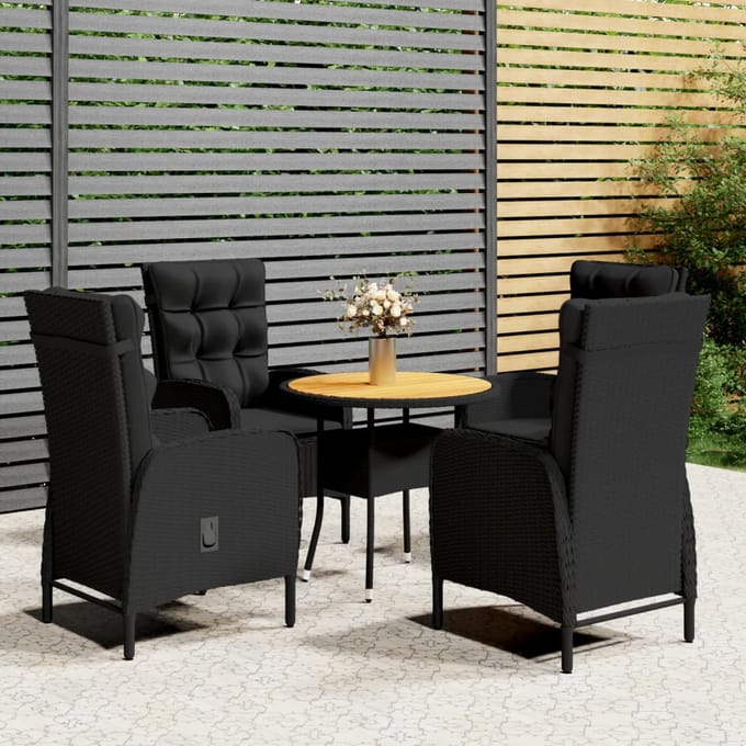 vidaXL - 5-delige - Tuinset - poly - rattan - zwart