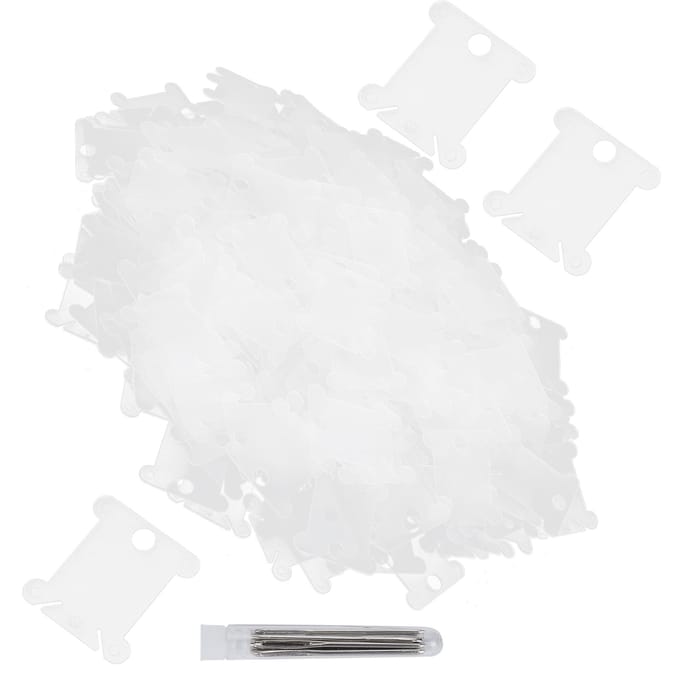 300 Pièces Bobines de Fil Plastique Transparent Point de Croix Plaque d'Enroulement Outils de Broderie white