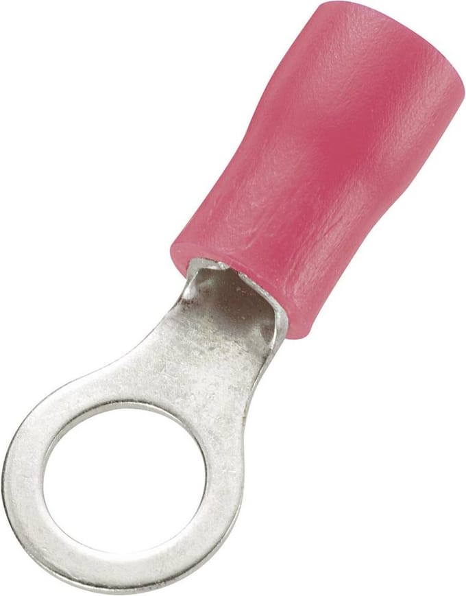 TRU COMPONENTS 746048 Ringkabelschoen Dwarsdoorsnede (max.): 1.50 mm² Schachtdiameter: 4.3 mm Deels geïsoleerd Rood 100 stuk(s)