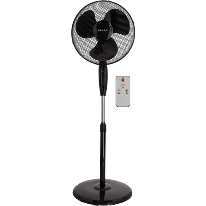 BRASQ Statiefventilator – 40 cm – Zwart – Met Afstandsbediening - Timer - Slaapmodus - In hoogte verstelbaar – Stille Ventilator - 40 Watt
