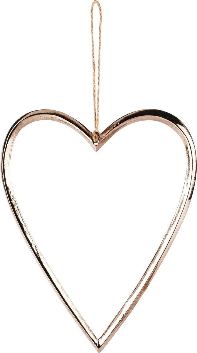 Dekoratief | Hanger hart, rose gold, aluminium, 13x1x17cm | A248471