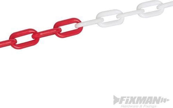 Fixman Plastic ketting - rood/wit - Ø 6 mm - 5 meter - lichtgewicht en waterbestendig