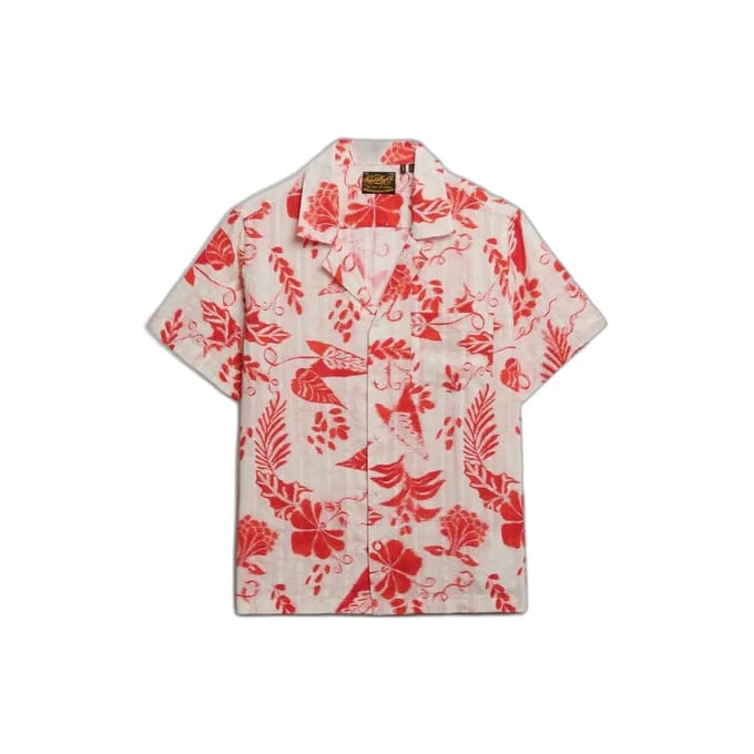 Superdry Beach Printed Overhemd Met Korte Mouwen Wit XL Vrouw