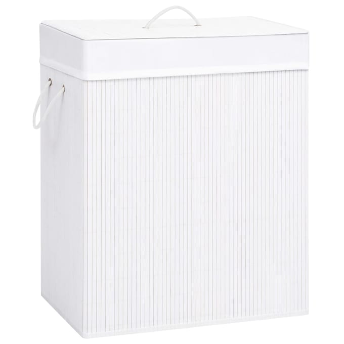 vidaXL - Wasmand - met - 2 - vakken - 100 - L - bamboe - wit