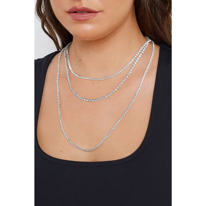 Yours Diamanten Ketting In Meerdere Lagen In Zilversize One Size