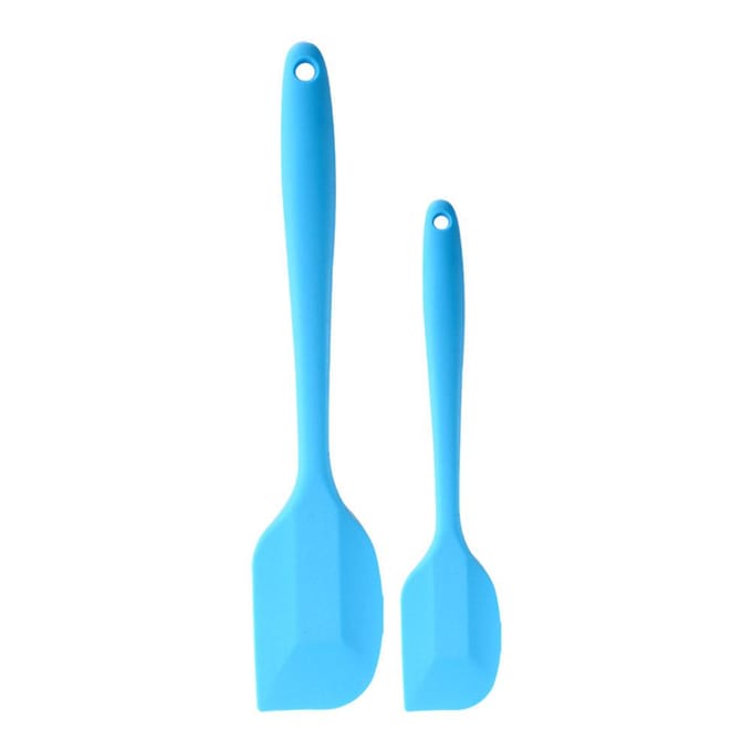 2 stuks/set Voedselkwaliteit Silicone Spatels Botermixer Cake Crème Schraper Menggereedschap(Blauw) Blue blue
