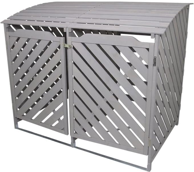 Containerombouw dubbel - grijs - 149x122x92 cm - met vergrendeling