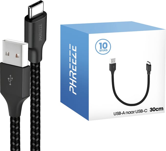 Korte usb naar usb C kabels - Grootverpakking - 10 pack - 30cm kort