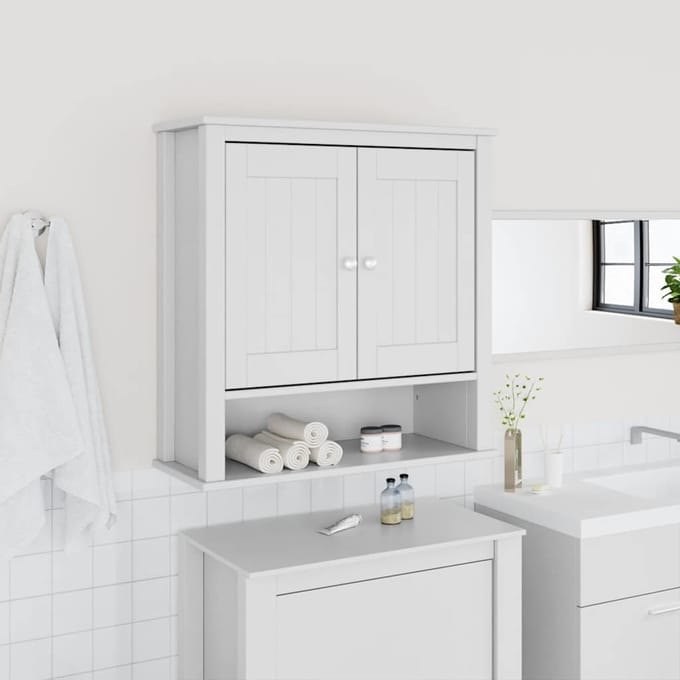 vidaXL - Badkamerkast - BERG - 69,5x27x71,5 - cm - massief - grenenhout - wit