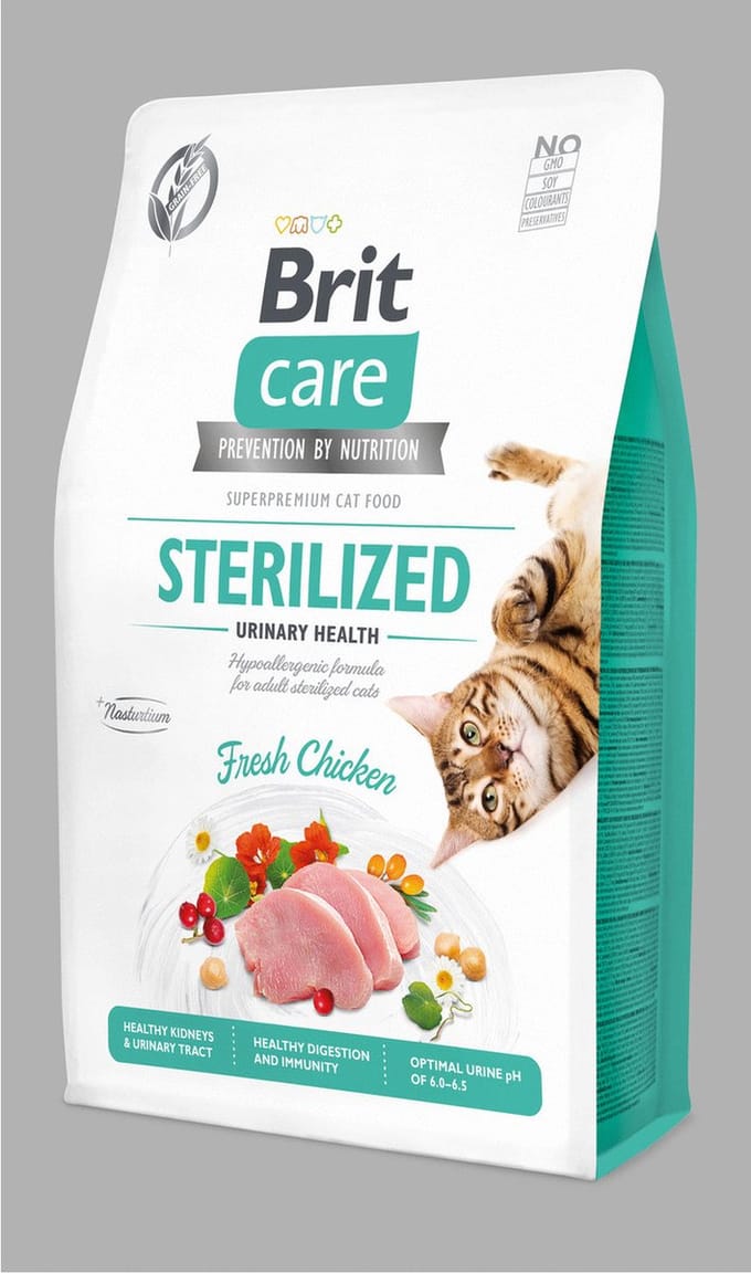 Dubbelpak: 2x 2kg Brit Care Grainfree Sterilized Urinary met kip droog kattenvoer