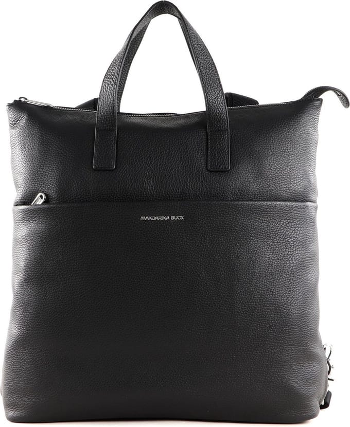 MANDARINA DUCK Leren Rugzak met laptopvak Mellow Urban Backpack Nero Zwart