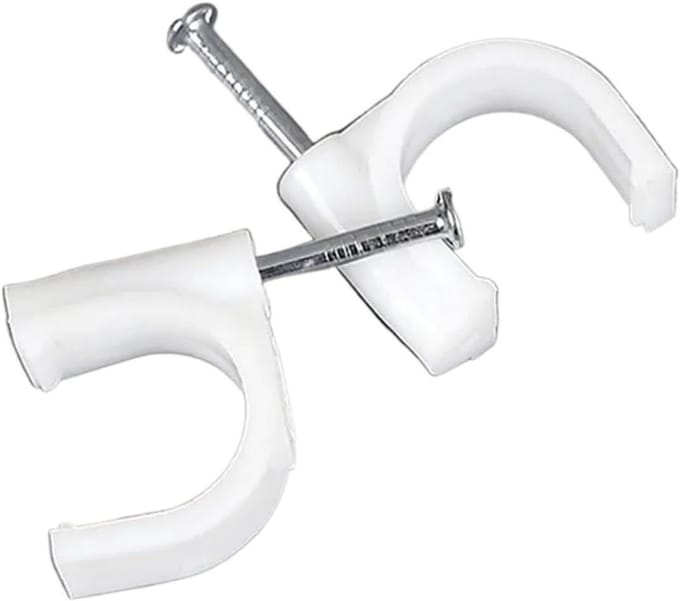 Kabelclips - Spijkerclips - Kabelbeheer - Kunststof en staal - 100 stuks - Wit