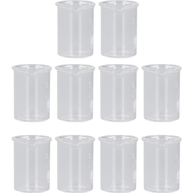 10 STuks Glazen Beker Set Experimentele Maatbeker met Schaal Lesmateriaal 25 ml Inhoud white