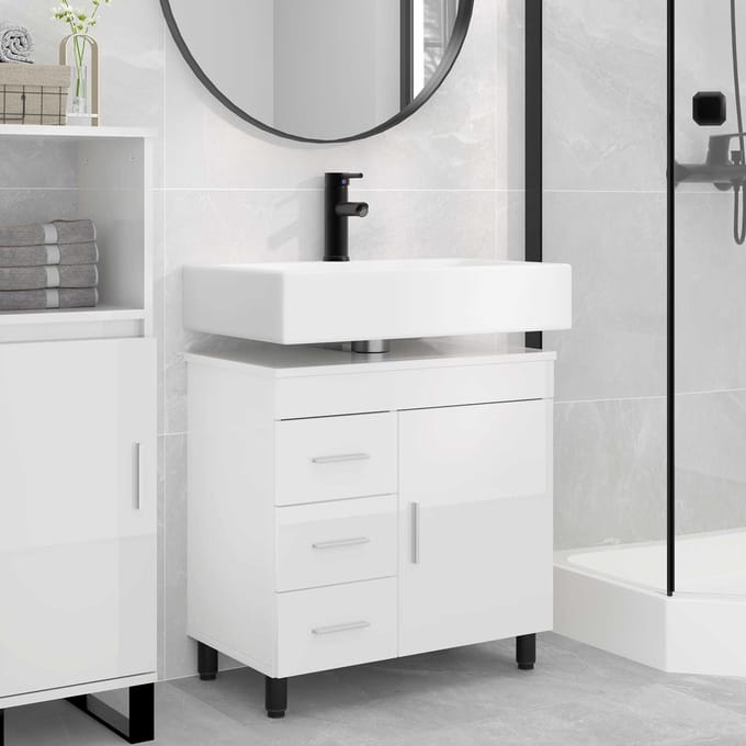 vidaXL - Badkamer - vaniteitsunit - Hoogglans - Wit - 60 - x - 35 - x - 60 - cm