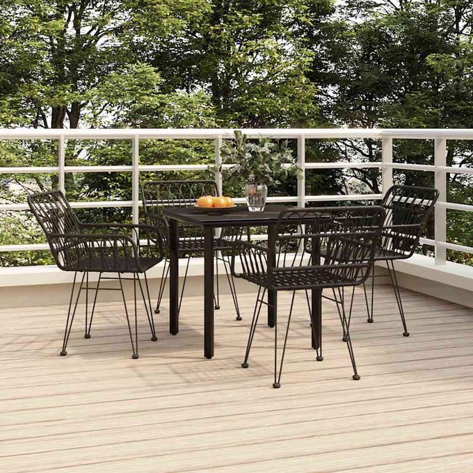 vidaXL - 5-delige - Tuinset - poly - rattan - zwart