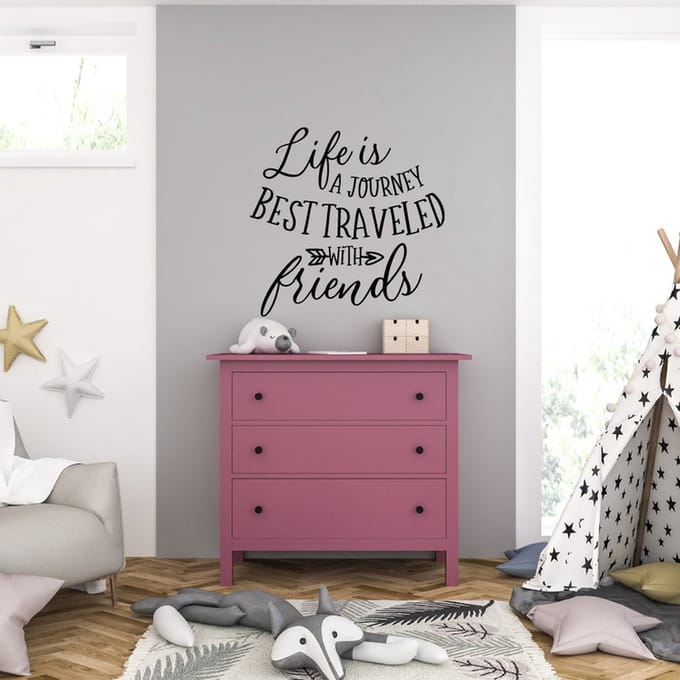 Muursticker - Life Is A Journey - 58 x 59 - Zwart