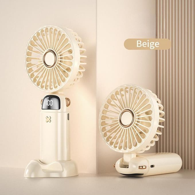 1PCS Mini draagbare ventilator met slimme LED digitale display 5 snelheden verstelbare oplaadbare handventilator miniventilator