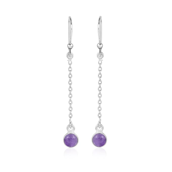 SilverGems Zilveren oorhangers met Amethist edelstenen