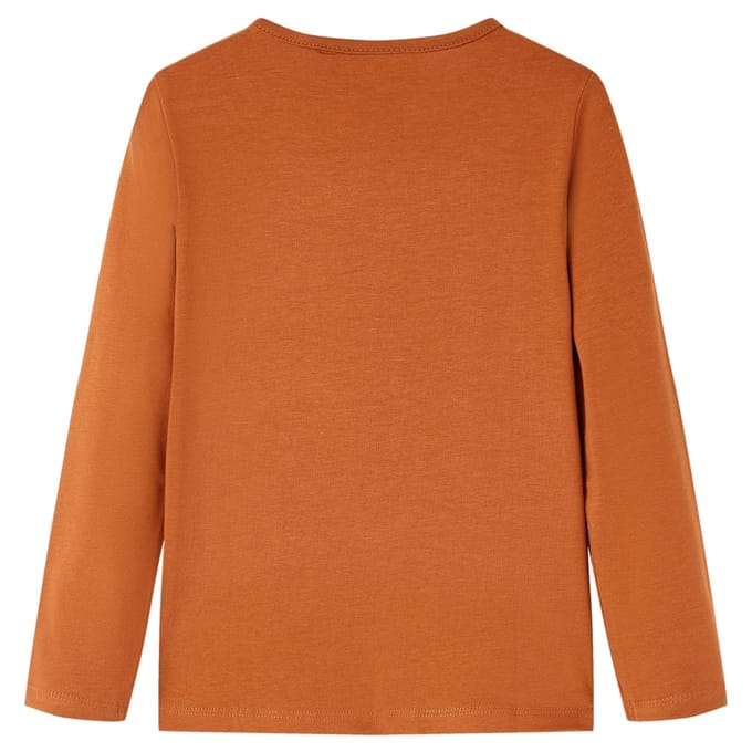 vidaXL - Kindershirt - met - lange - mouwen - 92 - cognackleurig
