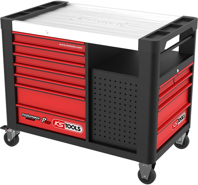 KS Tools 873.5008 Werkplaatswagen Plaatstaal Kleur (specifiek): Zwart, Rood