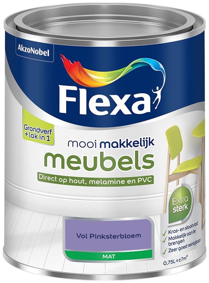 Flexa - Mooi Makkelijk Meubels Mat - Vol Pinksterbloem - Mengverf - 750 Ml