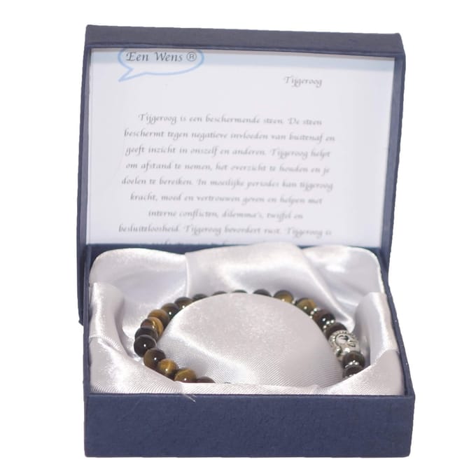 Halfedelstenen Armband in Geschenkdoos Tijgeroog