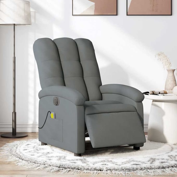 vidaXL - Massagestoel - elektrisch - verstelbaar - stof - donkergrijs