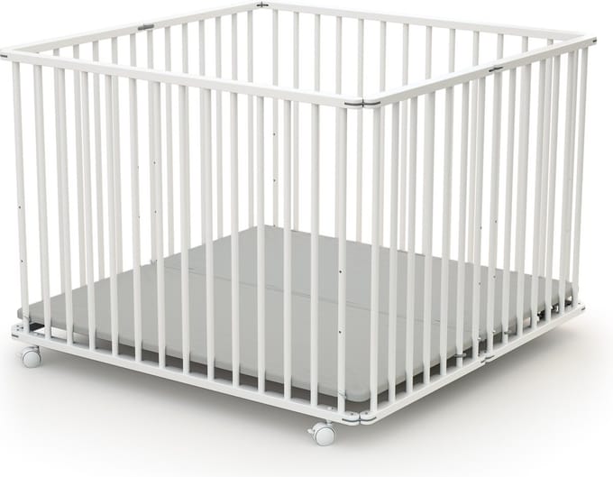WEBABY Houten opvouwbare kinderbox CALI Wit 100 x 100 cm
