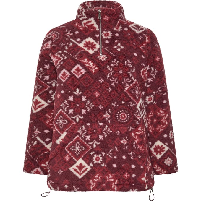Yours Rode Fleece Met Tegelprint En Kwartrits Size 58-60