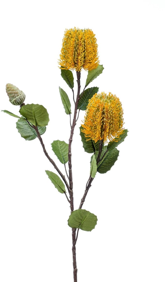 Emerald - Kunstbloem Banksia geel 72cm - Kunstplant voor binnen