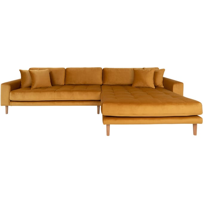 House Collection Velvet Hoekbank Milo Lounge Sofa Rechts Mosterdgeel
