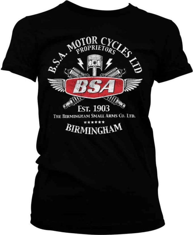 BSA Dames Tshirt -S- Motor Cycles Sparks Zwart