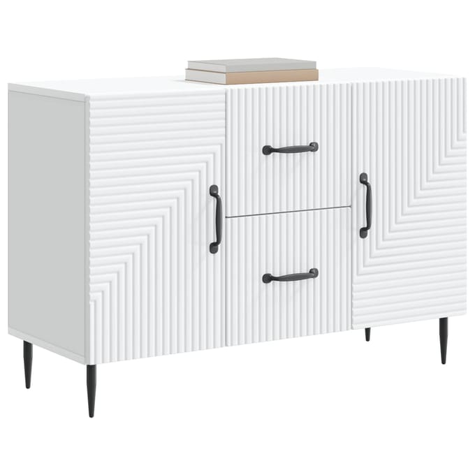 vidaXL - Dressoir - Wit - 89 - x - 34,5 - x - 60 - cm - Bewerkt - hout