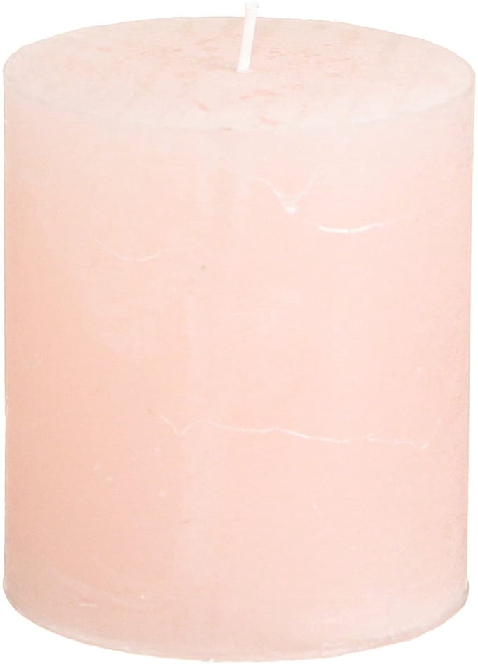 Romantische effen roze pilaarkaarsen, lichtroze, 70×80mm, set van 4 -