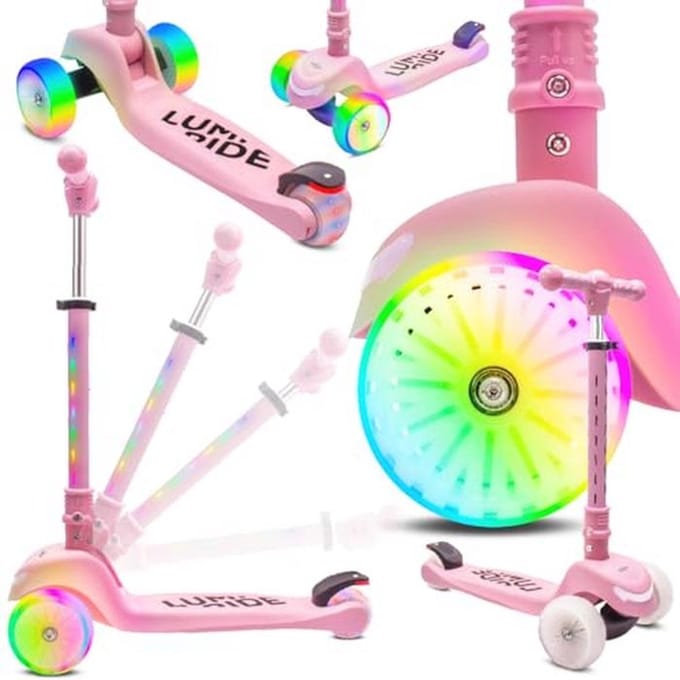 Kinderscooter Driewieler LED 3+ | Inklapbaar | Verstelbaar Stuur | Voetrem